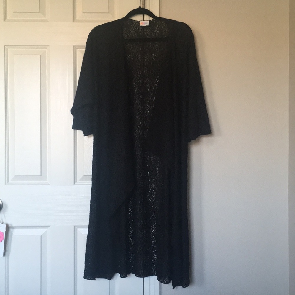 Lula Roe M SOLID black lace Shirley